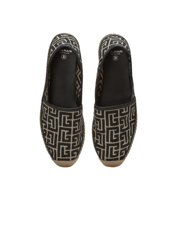 Alex Espadrilles With Jacquard Monogram Black Men Balmain Sandals