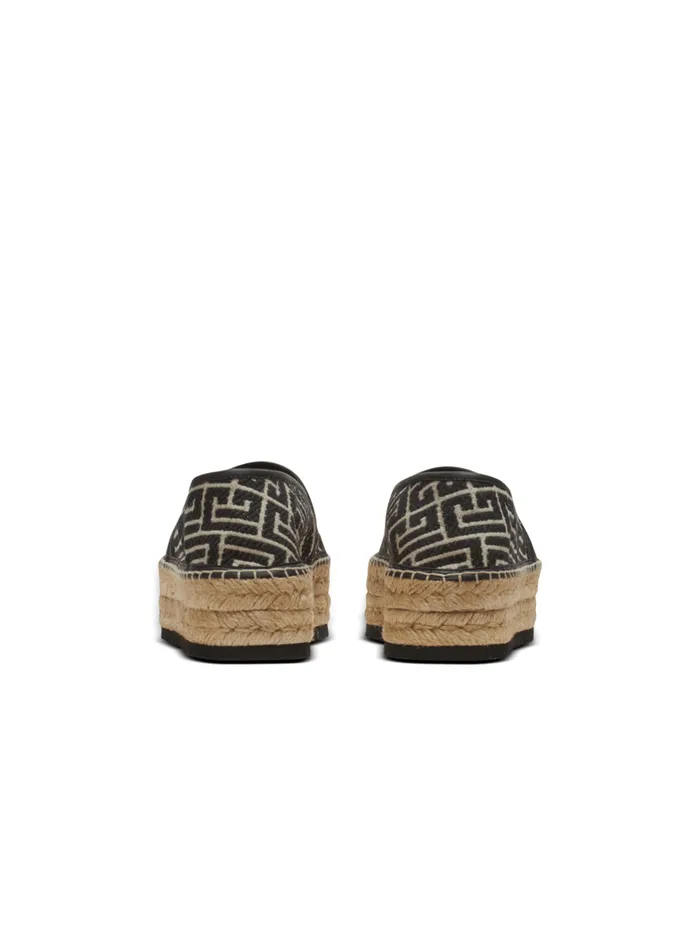 Alex Espadrilles With Jacquard Monogram Black Men Balmain Sandals