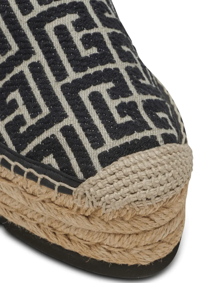 Alex Espadrilles With Jacquard Monogram Black Men Balmain Sandals