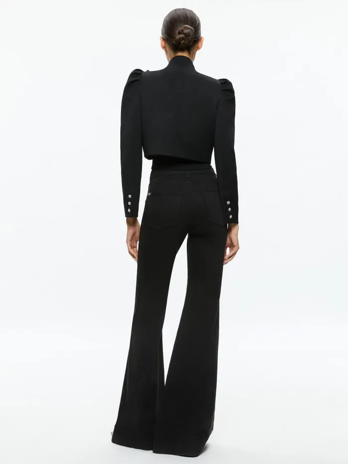 Alice Olivia ADDISON BOW COLLAR CROPPED JACKET Blackblack Women Jackets Coats