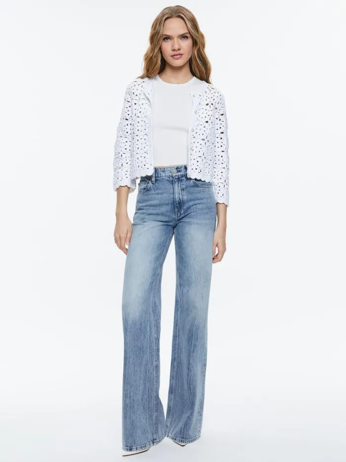 Alice Olivia ANDERSON CARDIGAN White Women Sweaters