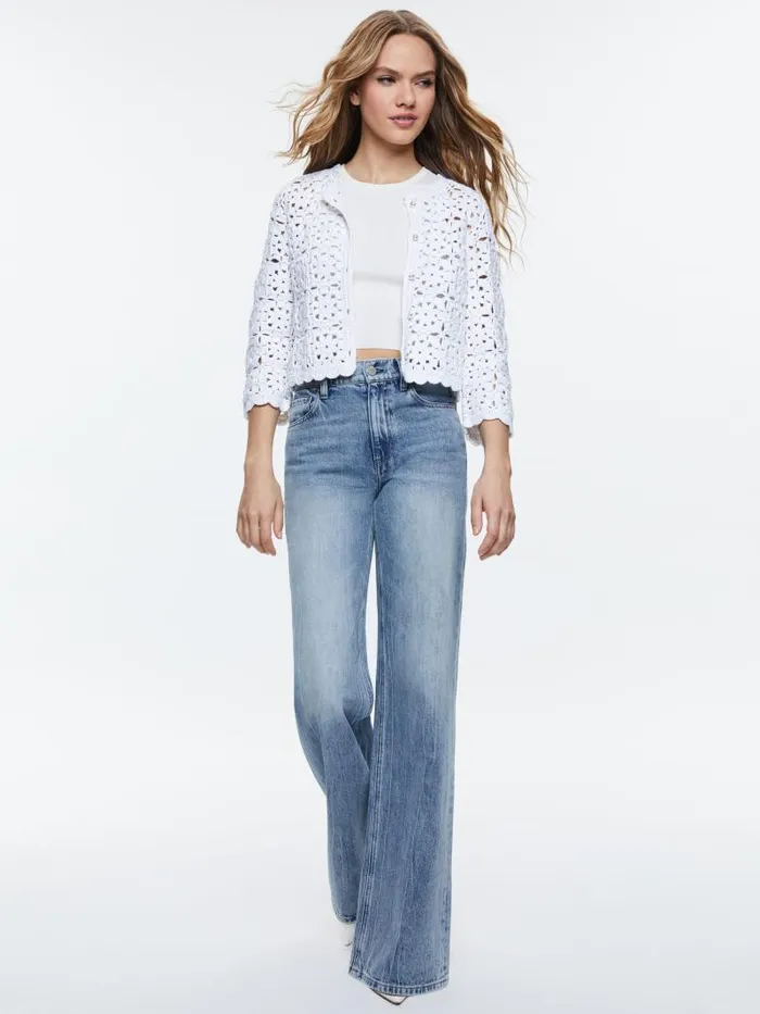 Alice Olivia ANDERSON CARDIGAN White Women Sweaters