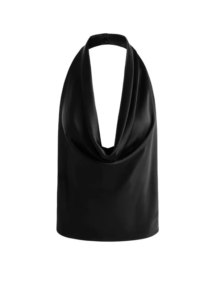 Alice Olivia AYANNA DEEP COWL TOP Black Women Tops