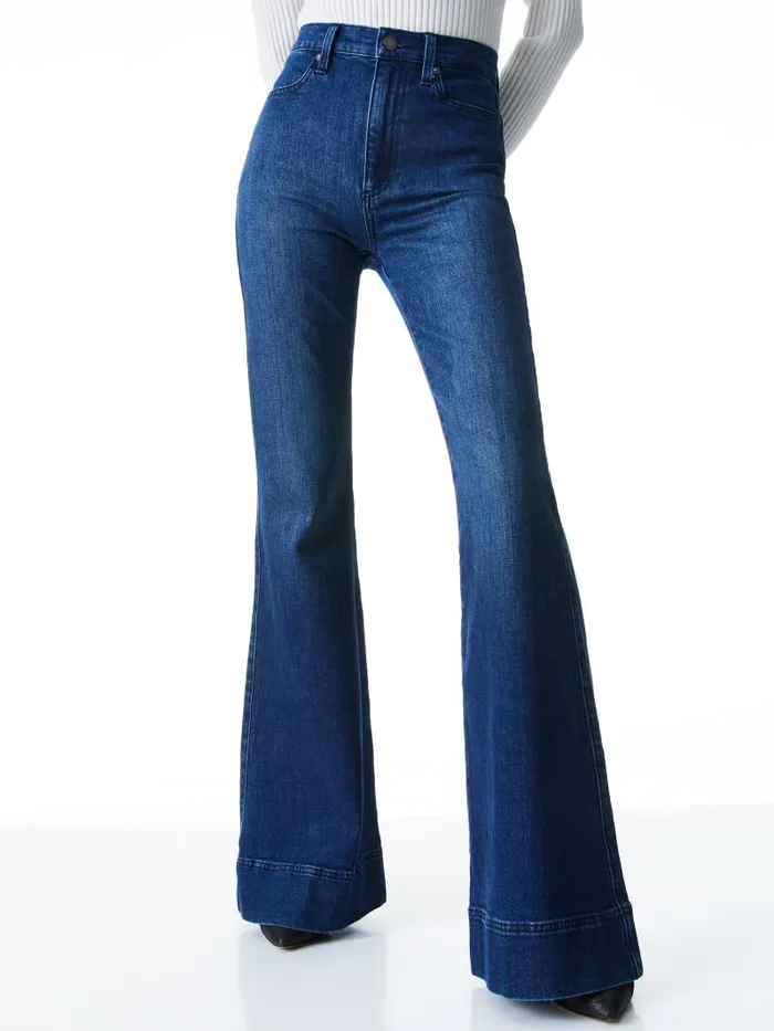 Alice Olivia BEAUTIFUL HIGH RISE BELL JEAN Love Train Women Jeans