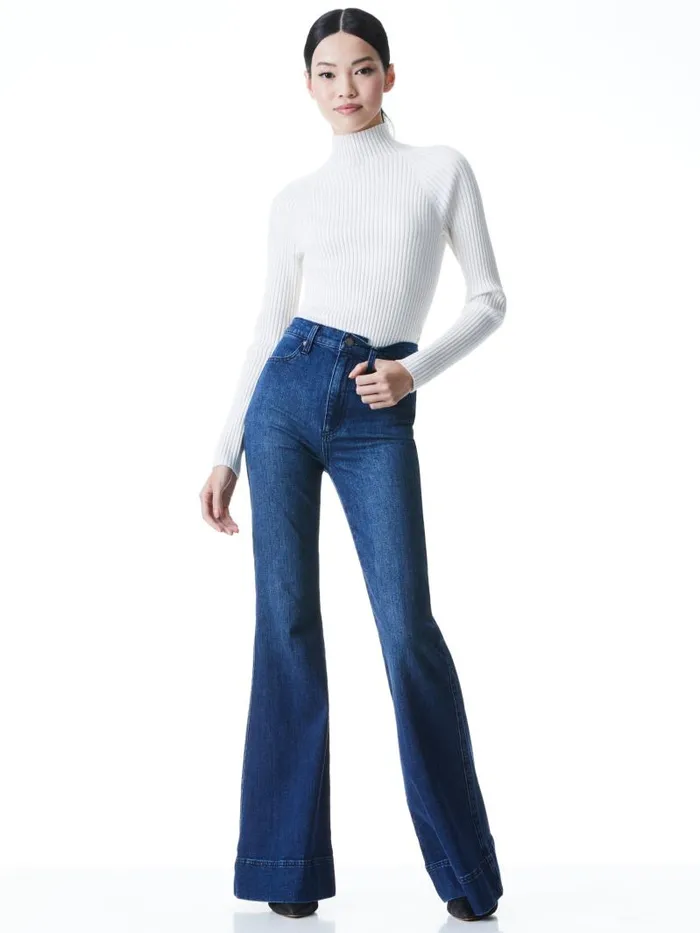 Alice Olivia BEAUTIFUL HIGH RISE BELL JEAN Love Train Women Jeans