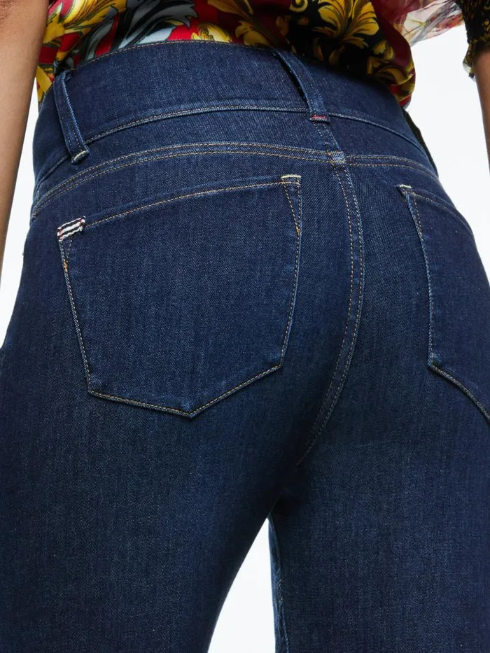 Alice Olivia BEAUTIFUL SEAMED WIDE LEG JEAN Bleached Lightning Blue Women Jeans