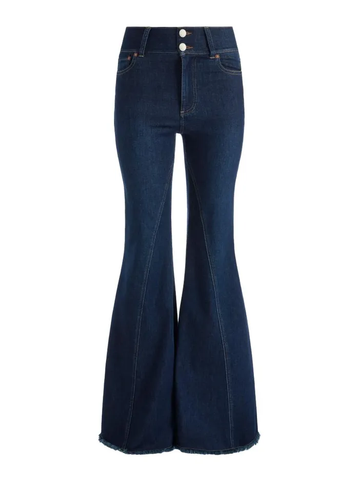Alice Olivia BEAUTIFUL SEAMED WIDE LEG JEAN Bleached Lightning Blue Women Jeans