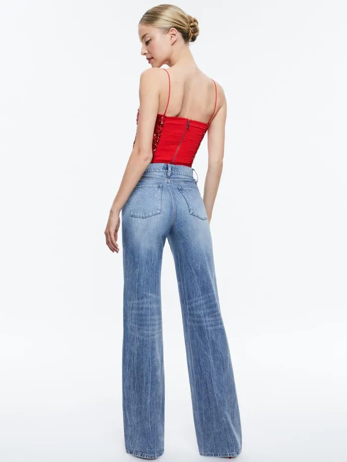 Alice Olivia CERESI SEQUIN BANDEAU TOP Red Apple Women Tops
