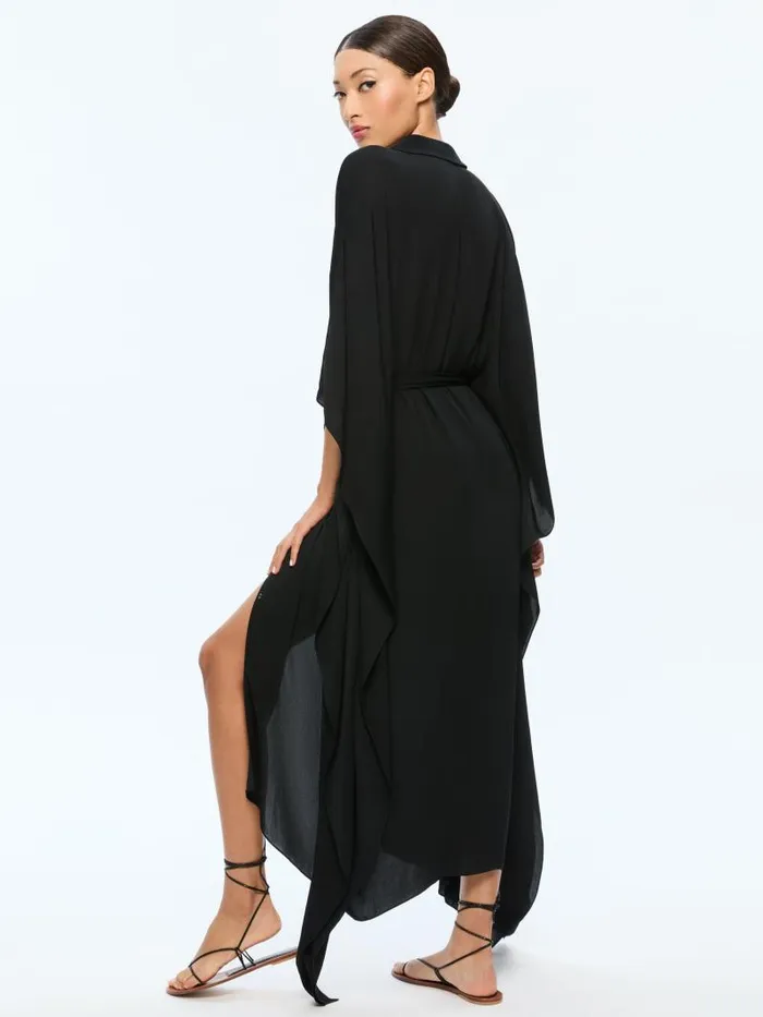 Alice Olivia DEANNE MIDI SHIRTDRESS WITH BELT Black Women Dresses