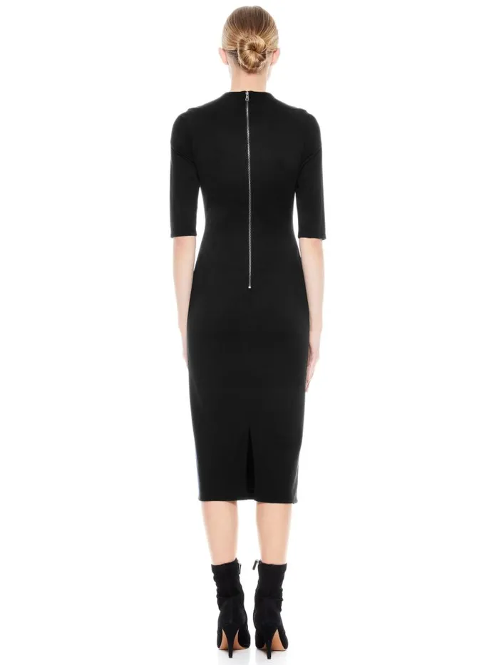 Alice Olivia DELORA FITTED MIDI DRESS Black Women Dresses