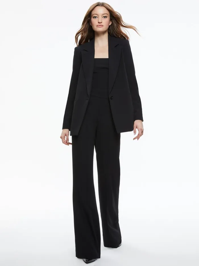Alice Olivia DENNY NOTCH COLLAR BOYFRIEND BLAZER Black Women Jackets Coats
