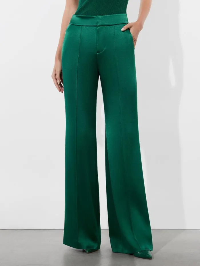 Alice Olivia DYLAN HIGH RISE WIDE LEG PANT Forest Green Women Pants