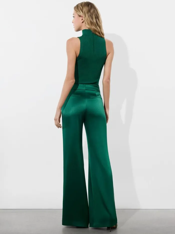 Alice Olivia DYLAN HIGH RISE WIDE LEG PANT Forest Green Women Pants