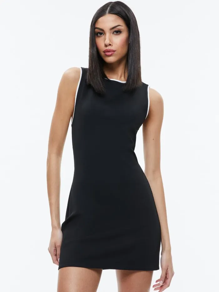 Alice Olivia EDRIS SLEEVELESS MINI DRESS Blackoff White Women Dresses