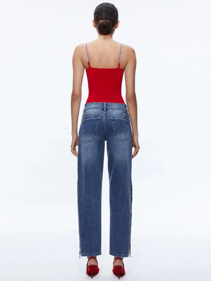 Alice Olivia GAYLE EMBELLISHED SIDE JEAN Brooklyn Blue Women Jeans