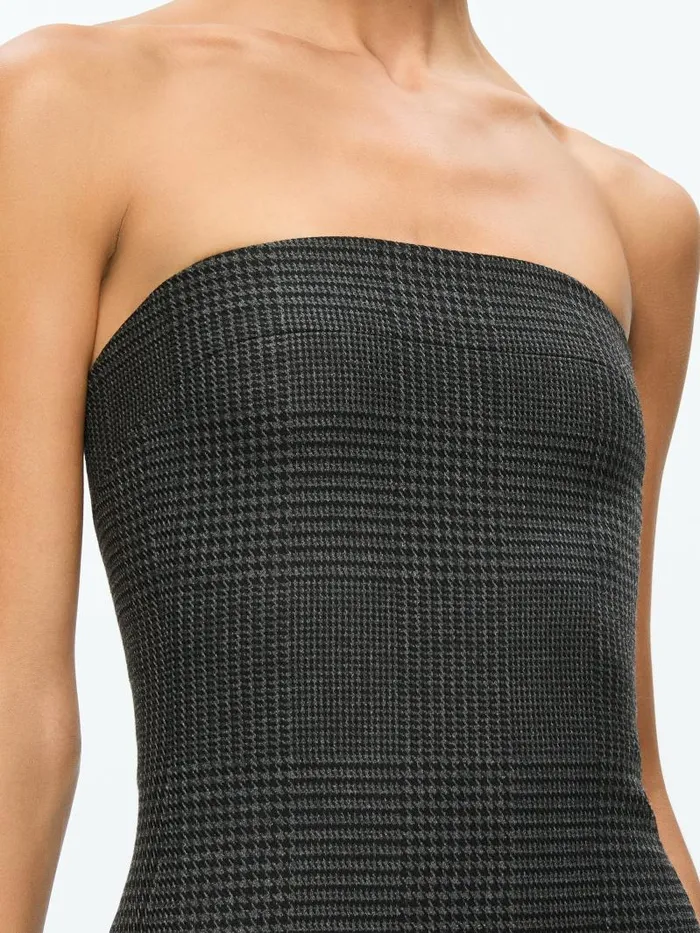 Alice Olivia KELLY STRAPLESS MIDI DRESS Charcoal Grey Melange Women Dresses