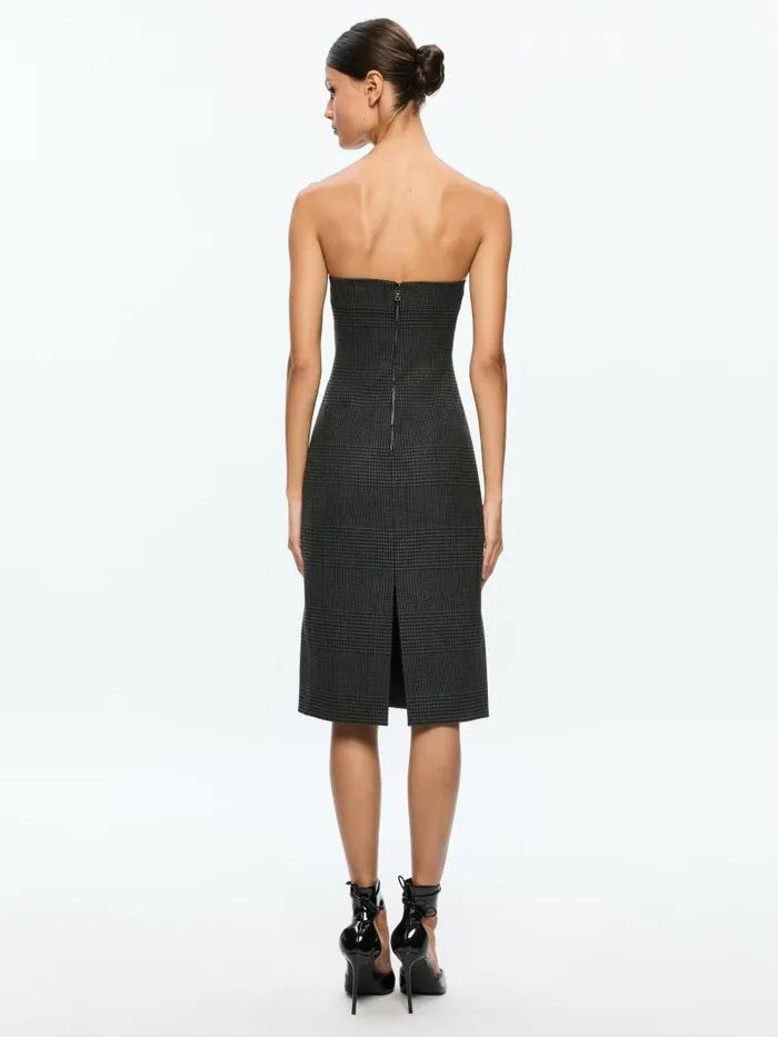 Alice Olivia KELLY STRAPLESS MIDI DRESS Charcoal Grey Melange Women Dresses