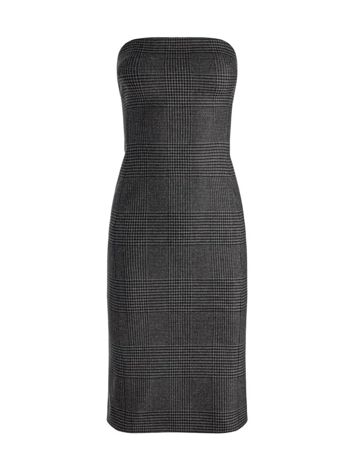 Alice Olivia KELLY STRAPLESS MIDI DRESS Charcoal Grey Melange Women Dresses
