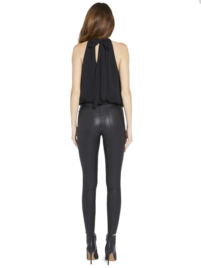 Alice Olivia MARIS HALTER NECK GATHERED TOP Black Women Tops