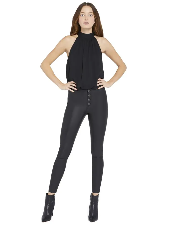 Alice Olivia MARIS HALTER NECK GATHERED TOP Black Women Tops