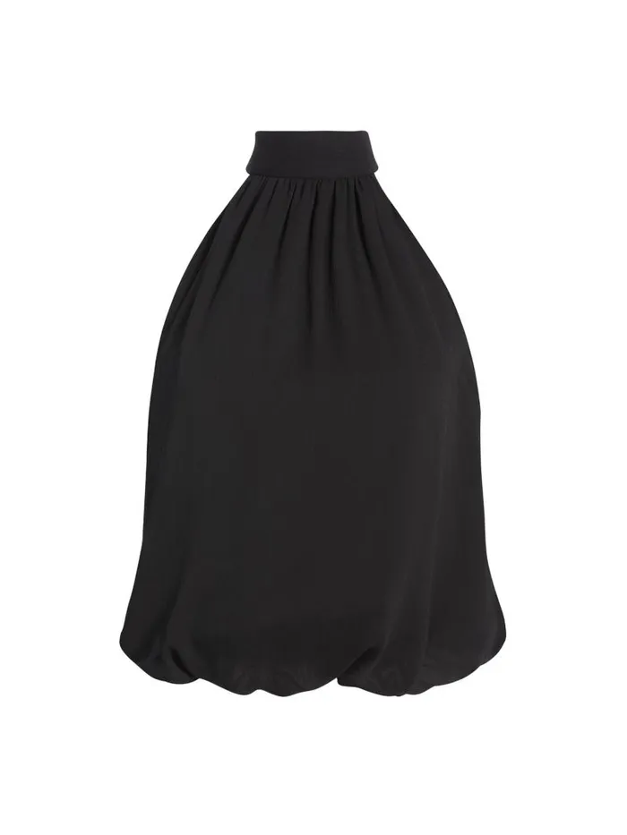 Alice Olivia MARIS HALTER NECK GATHERED TOP Black Women Tops