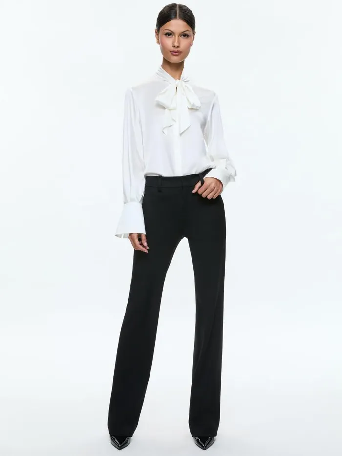 Alice Olivia NEW OLIVIA LOW RISE SLIM FLARE TROUSER Black Women Pants