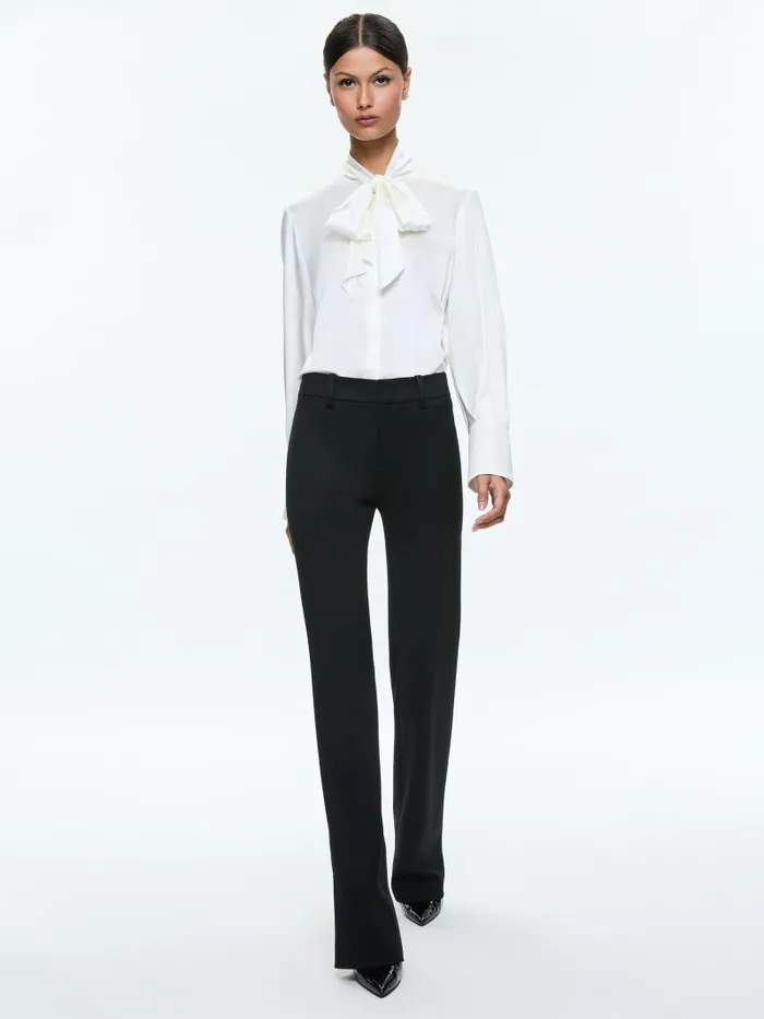Alice Olivia NEW OLIVIA LOW RISE SLIM FLARE TROUSER Black Women Pants