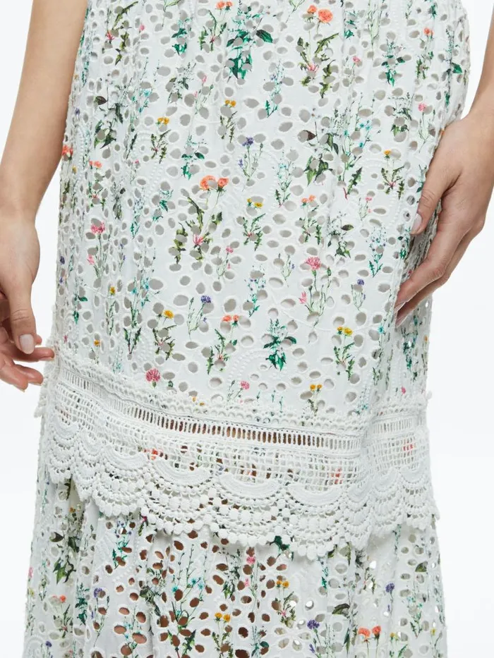 Alice Olivia REISE EMBROIDERED TIERED MAXI SKIRT Georgia Floral Women Skirts