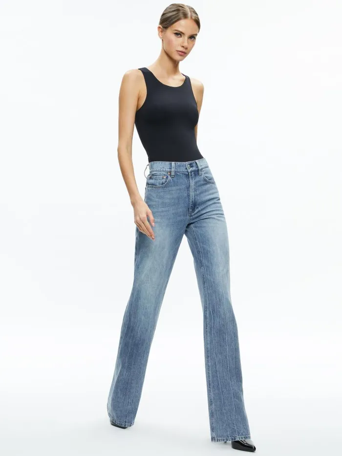 Alice Olivia ROTHY SLEEVELESS SCULPT BODYSUIT Black Women Tops