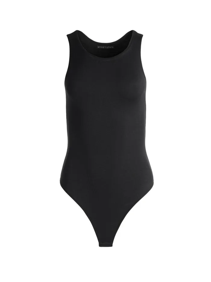Alice Olivia ROTHY SLEEVELESS SCULPT BODYSUIT Black Women Tops