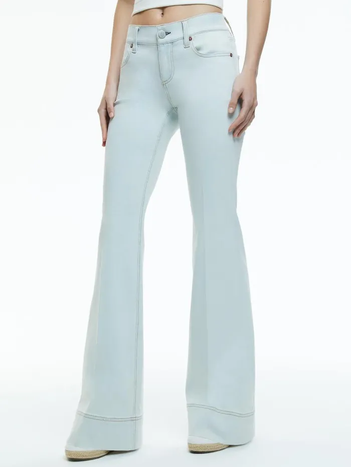 Alice Olivia SB ULTRA LOW RISE BELL JEAN Bleached Out Indigo Women Jeans