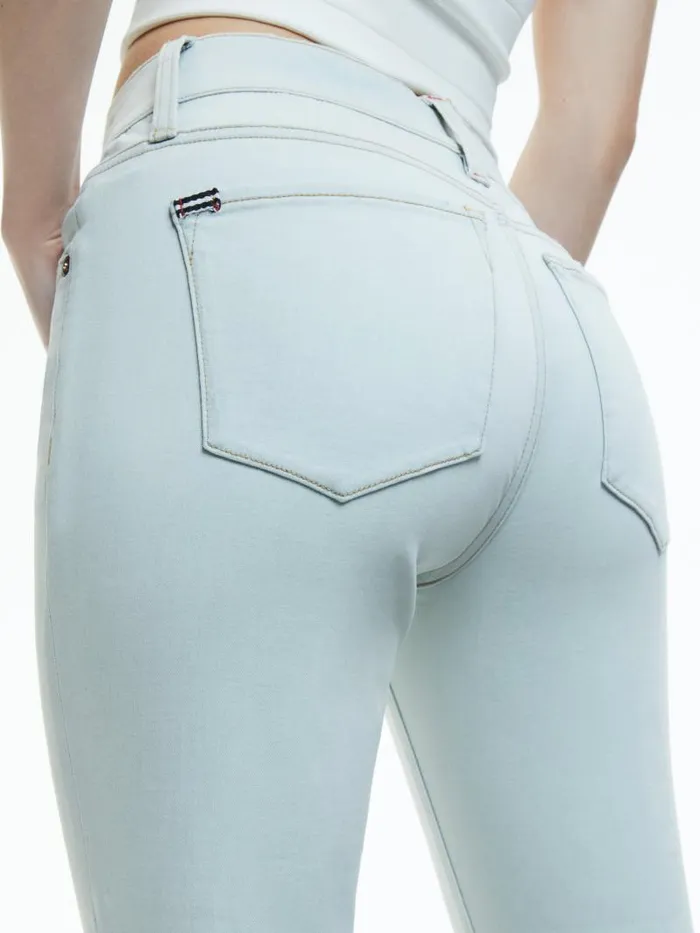 Alice Olivia SB ULTRA LOW RISE BELL JEAN Bleached Out Indigo Women Jeans