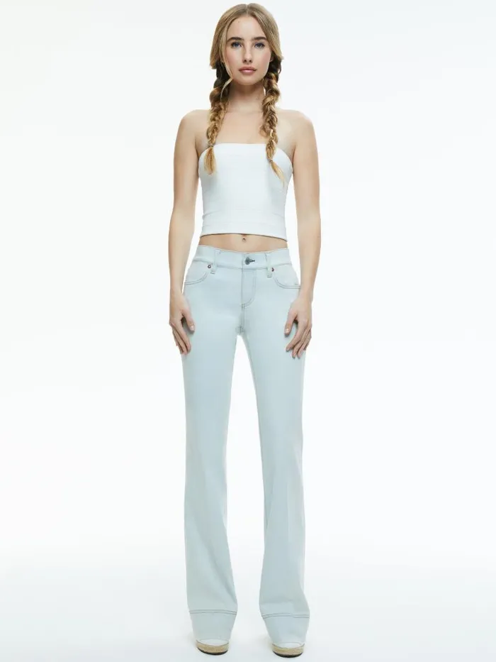 Alice Olivia SB ULTRA LOW RISE BELL JEAN Bleached Out Indigo Women Jeans