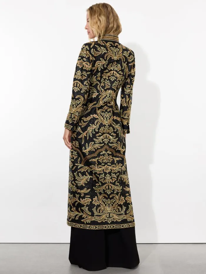 Alice Olivia THOMAS EMBELLISHED MAXI COAT Blackgold Women Jackets Coats