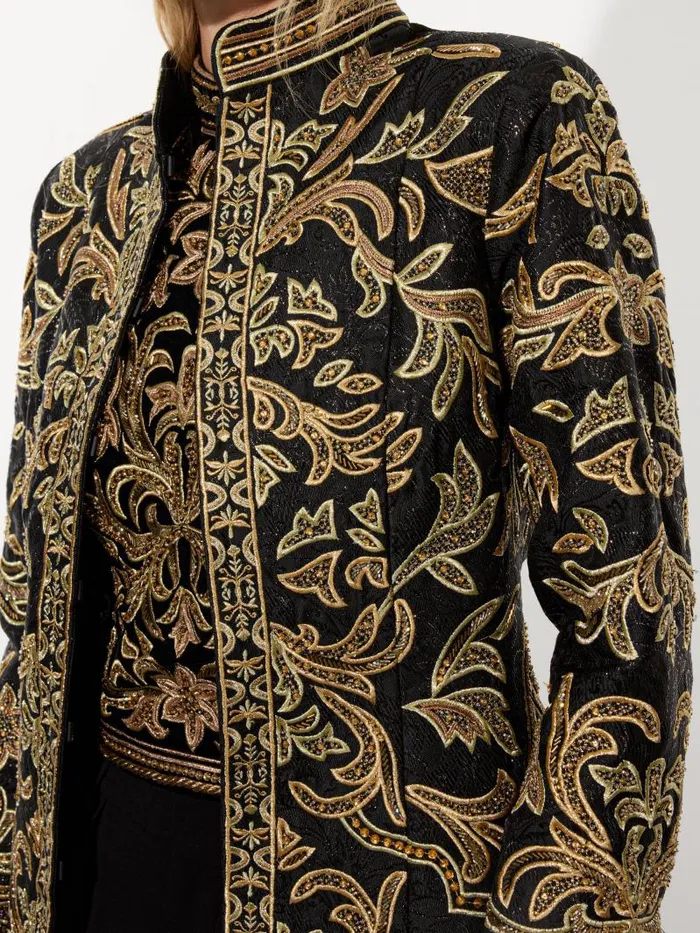 Alice Olivia THOMAS EMBELLISHED MAXI COAT Blackgold Women Jackets Coats
