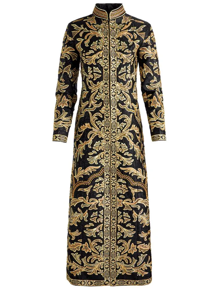 Alice Olivia THOMAS EMBELLISHED MAXI COAT Blackgold Women Jackets Coats