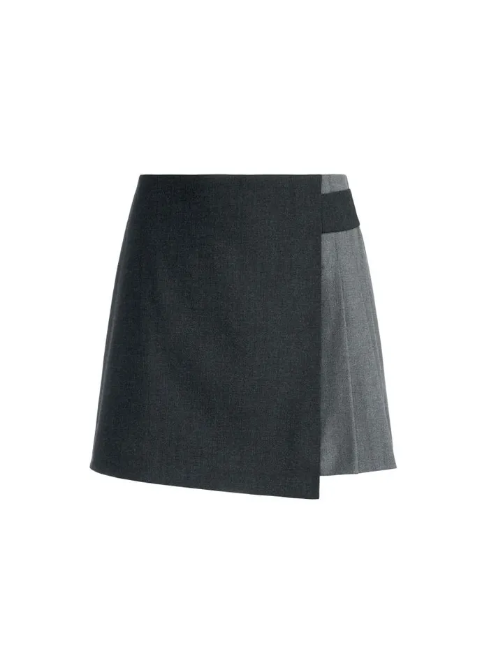 Alice Olivia TONI ASYMMETRIC PLEATED SKIRT Charcoal Grey Melange Women Skirts