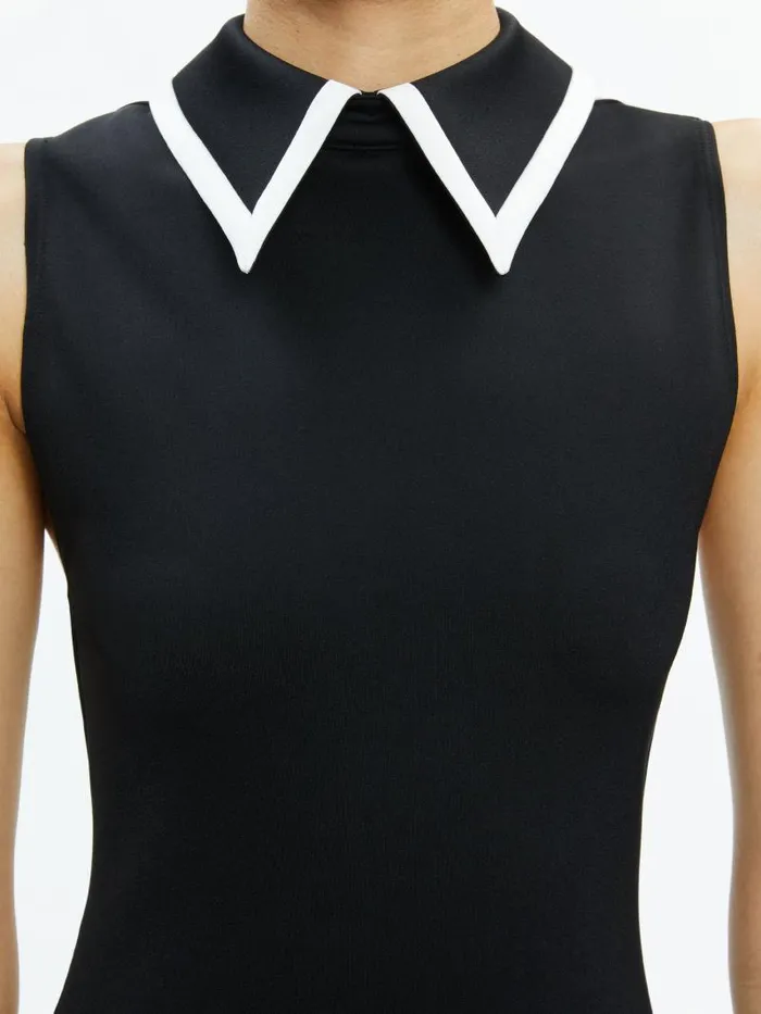Alice Olivia WYNELL COLLARED MINI DRESS Blackoff White Women Dresses