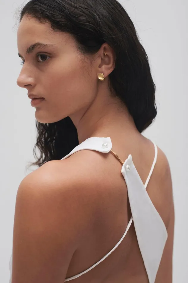 Allure Asymmetric Draped Cami Ivory Women Aje Tops