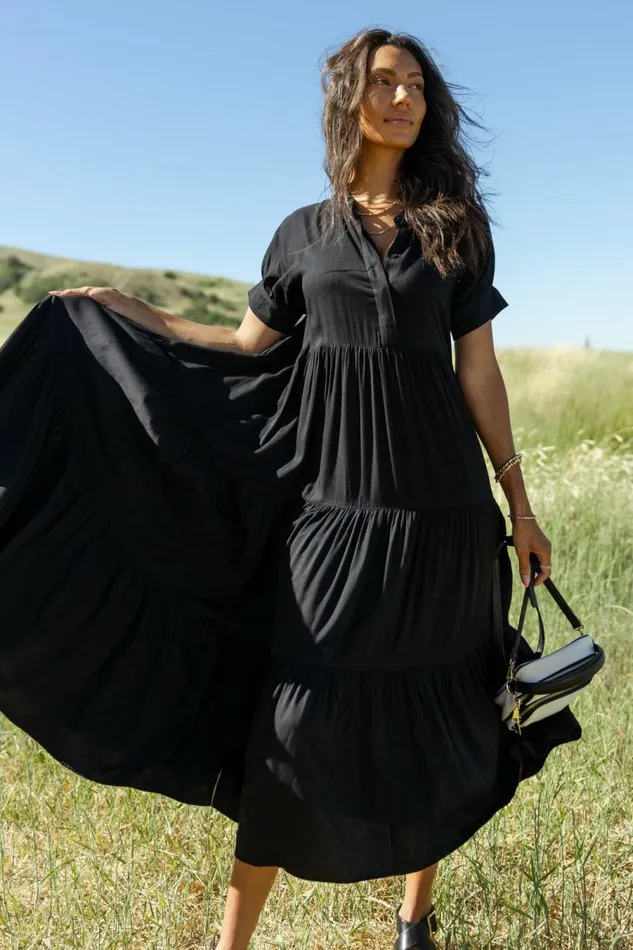 Amanda Tiered Dress In Black Black Women Bohme Dresses