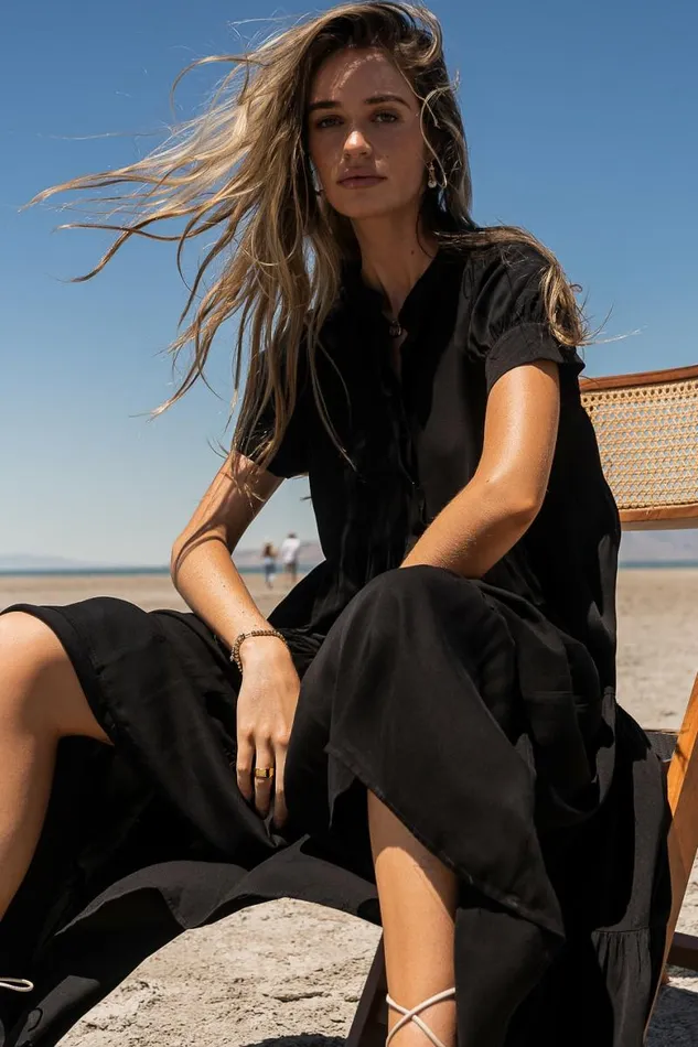 Amanda Tiered Dress In Black Black Women Bohme Dresses