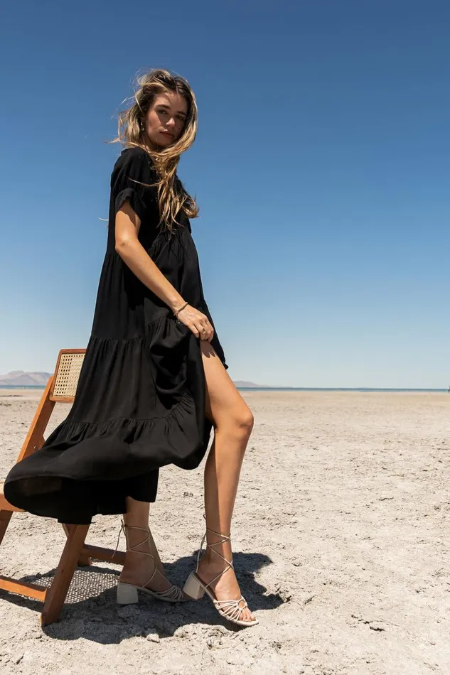 Amanda Tiered Dress In Black Black Women Bohme Dresses