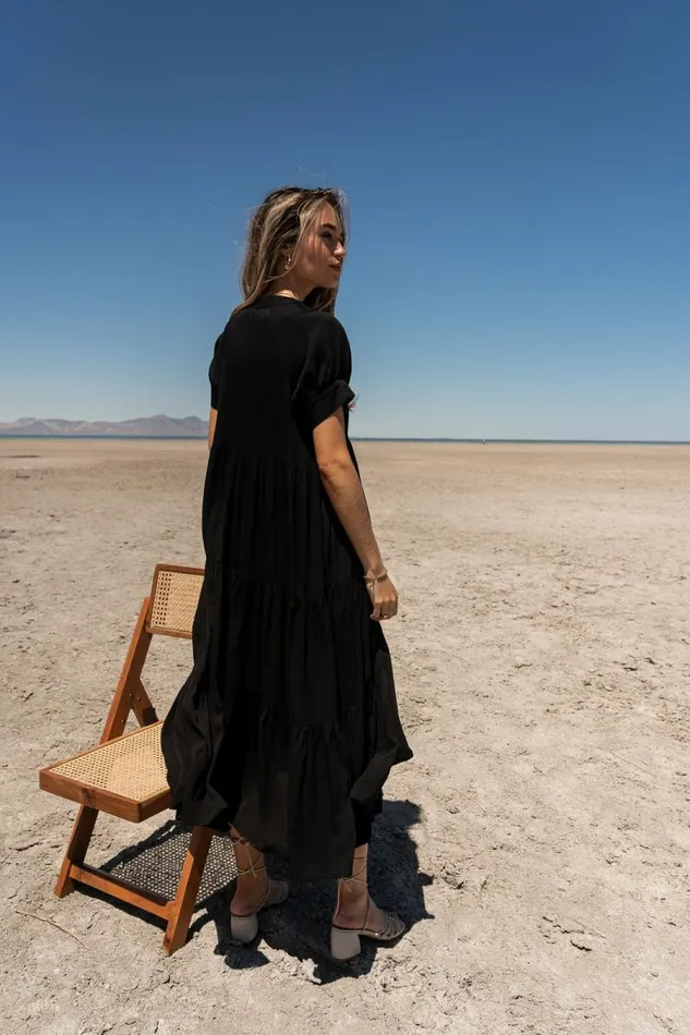 Amanda Tiered Dress In Black Black Women Bohme Dresses
