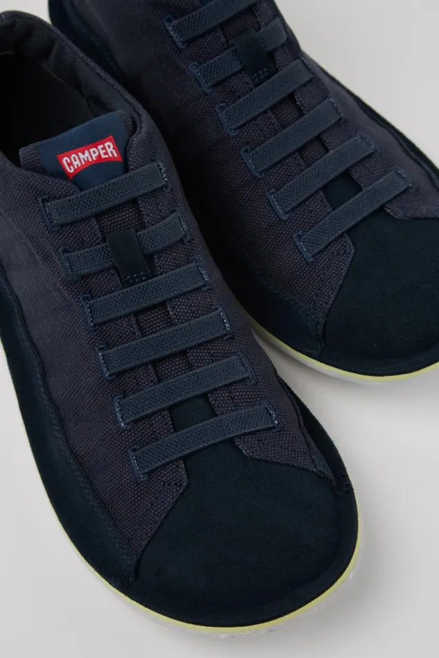 Ankle Boots Men Camper Beetle Blue Recycled Cotton And Nubuck Ankle Boots