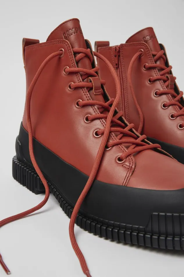 Ankle Boots Men Camper Pix Brown And Black Leather Laceup Boots