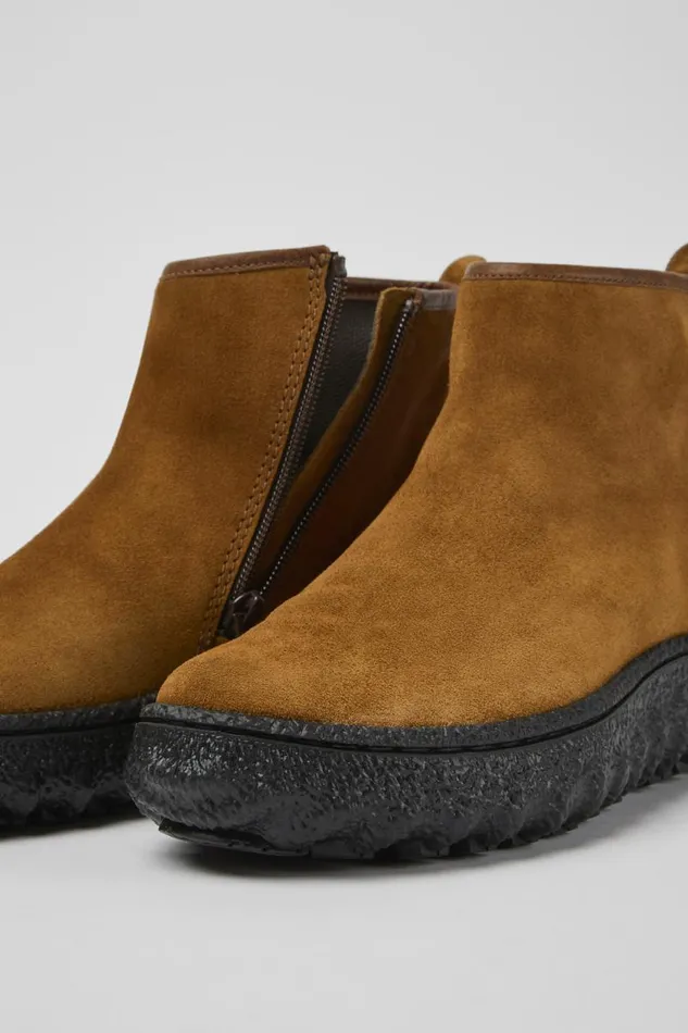 Ankle Boots Women Camper Ground MICHELIN Brown Suede Ankle Boots