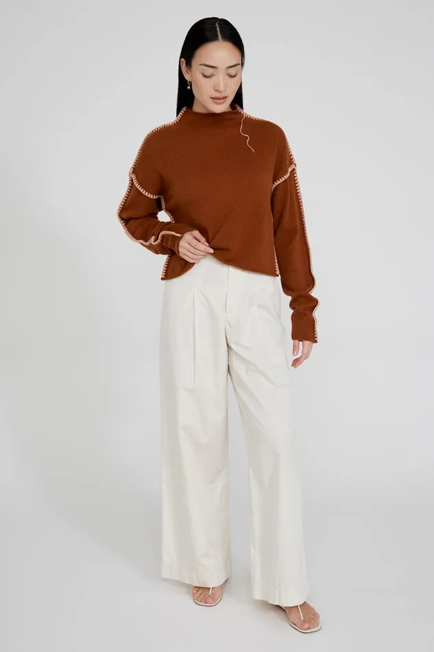 Annie Cashmere Cropped Sweater Saddlebrown Women Chan Luu Knitwear
