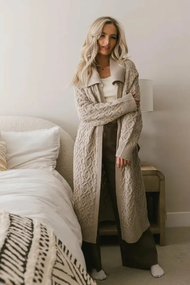 Arabella Long Cardigan Oatmeal Women Bohme Outerwear
