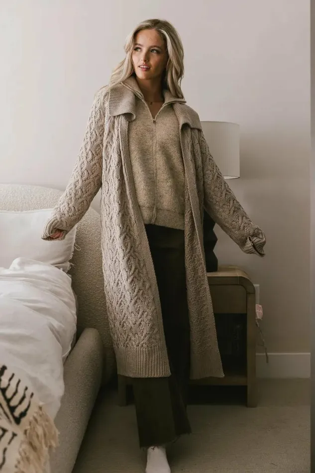 Arabella Long Cardigan Oatmeal Women Bohme Outerwear