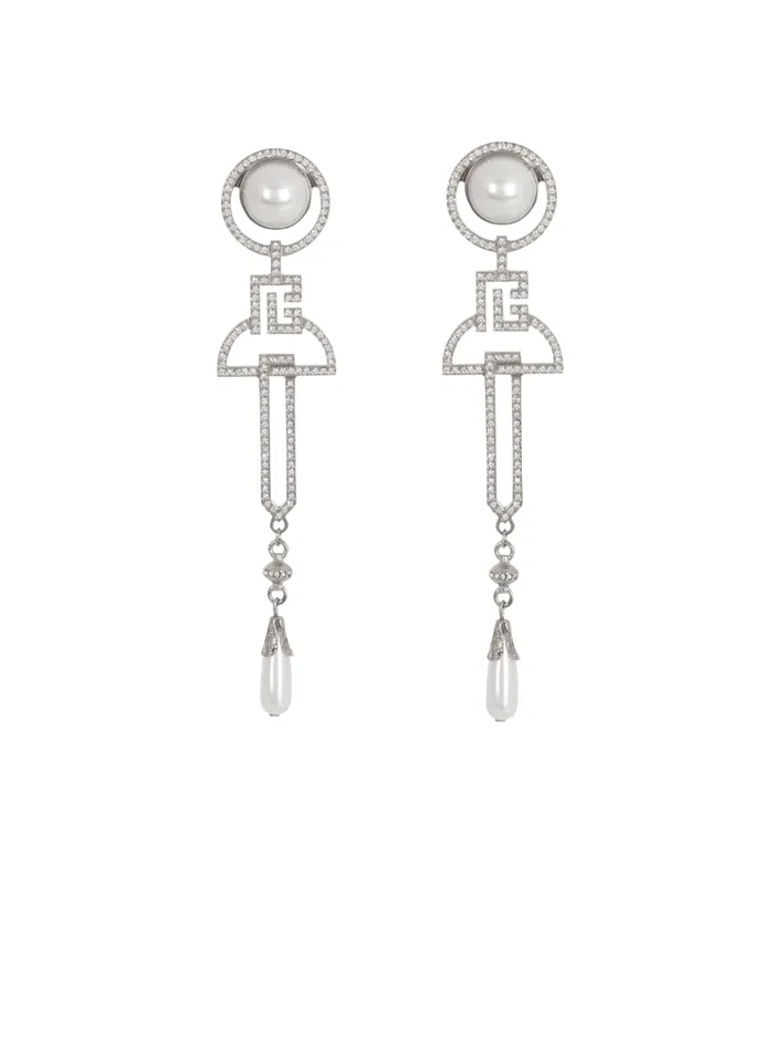 Art Deco Pendant Earrings Silver Women Balmain Fashion Jewelry